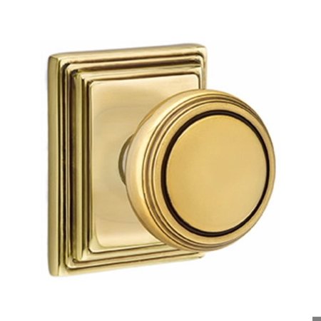 EMTEK Norwich Knob 2-3/8 in Backset Passage w/Wilshire Rose for 1-1/4 in to 2 in Door French Antique Brass 8161NWUS7